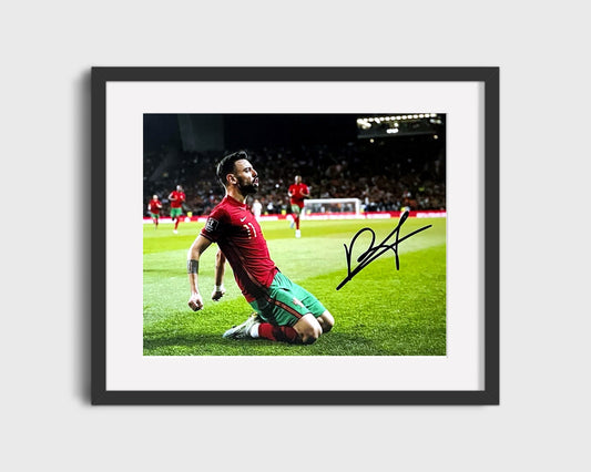 Bruno Fernandes Portugal Autograph Print - Sliding Glory