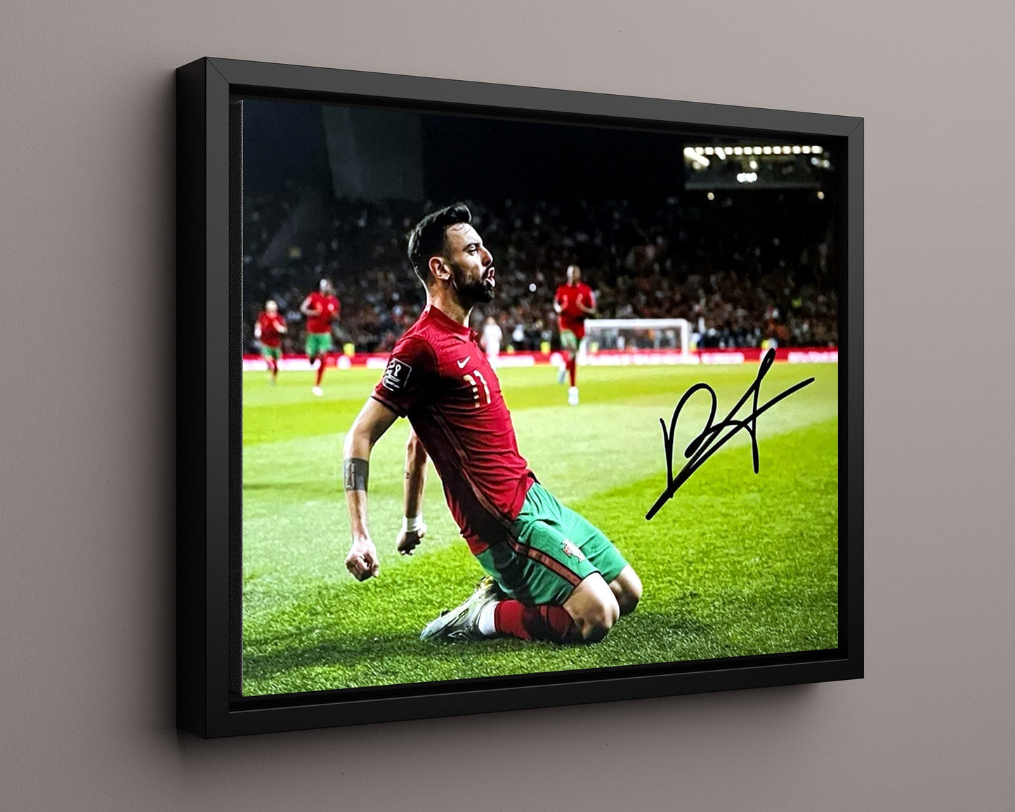 Bruno Fernandes Portugal Autograph Print - Sliding Glory