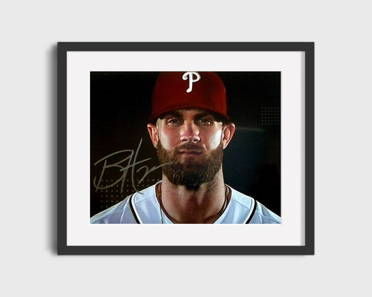 Bryce Harper Autograph Print - Intense Portrait - Philly Focus