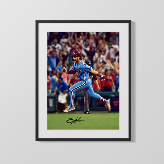 Bryce Harper Autograph Print - Phillies HR Celebration - Philly frenzy