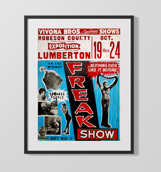 Freak Show Vivona Bros Vintage Burlesque Carnival Wall Art 16x20 Gallery Framed Artwork wall art print – vintage burlesque decor