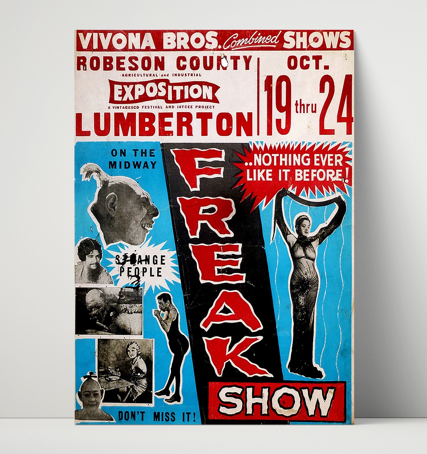 Freak Show Vivona Bros Vintage Burlesque Carnival Wall Art 16x20 Unframed Print wall art print – Burlesque Poster decor