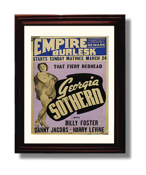 Georgia Sothern Empire Burlesk Vintage Burlesque Cabaret Wall Art 8x10 Beveled Frame wall art print – Burlesque Poster decor
