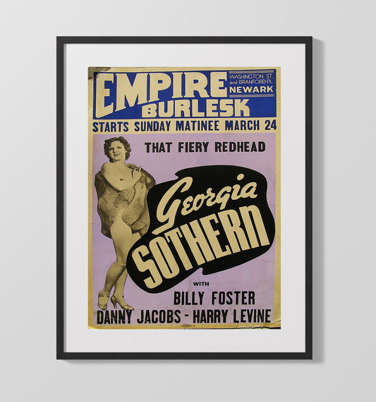 Georgia Sothern Empire Burlesk Vintage Burlesque Cabaret Wall Art 16x20 Gallery Framed Artwork wall art print – vintage burlesque decor