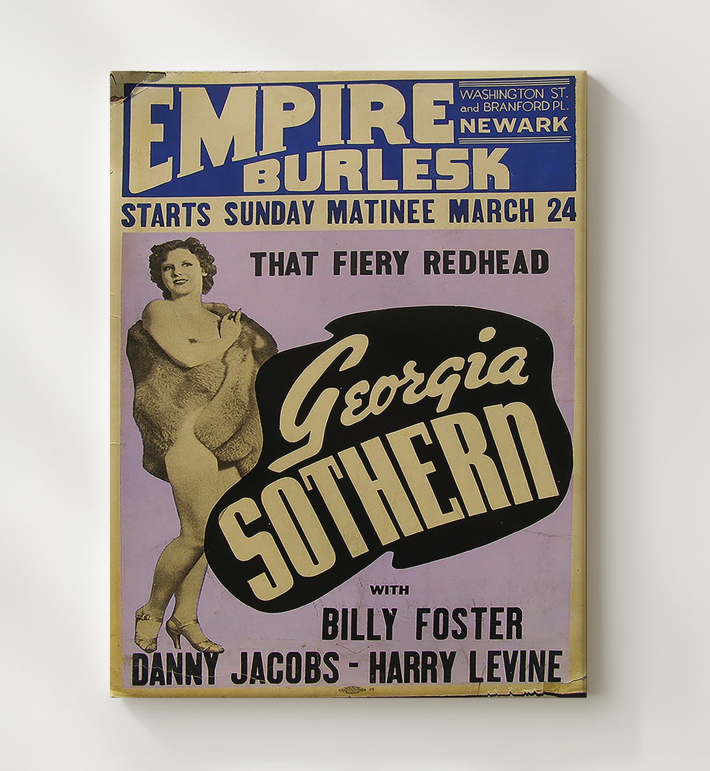 Georgia Sothern Empire Burlesk Vintage Burlesque Cabaret Wall Art 20x24 Canvas wall art print – Burlesque Poster decor