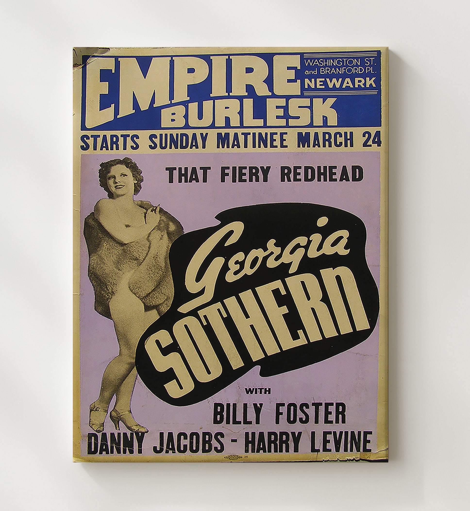 Georgia Sothern Empire Burlesk Vintage Burlesque Cabaret Wall Art 20x24 Canvas wall art print – Burlesque Poster decor