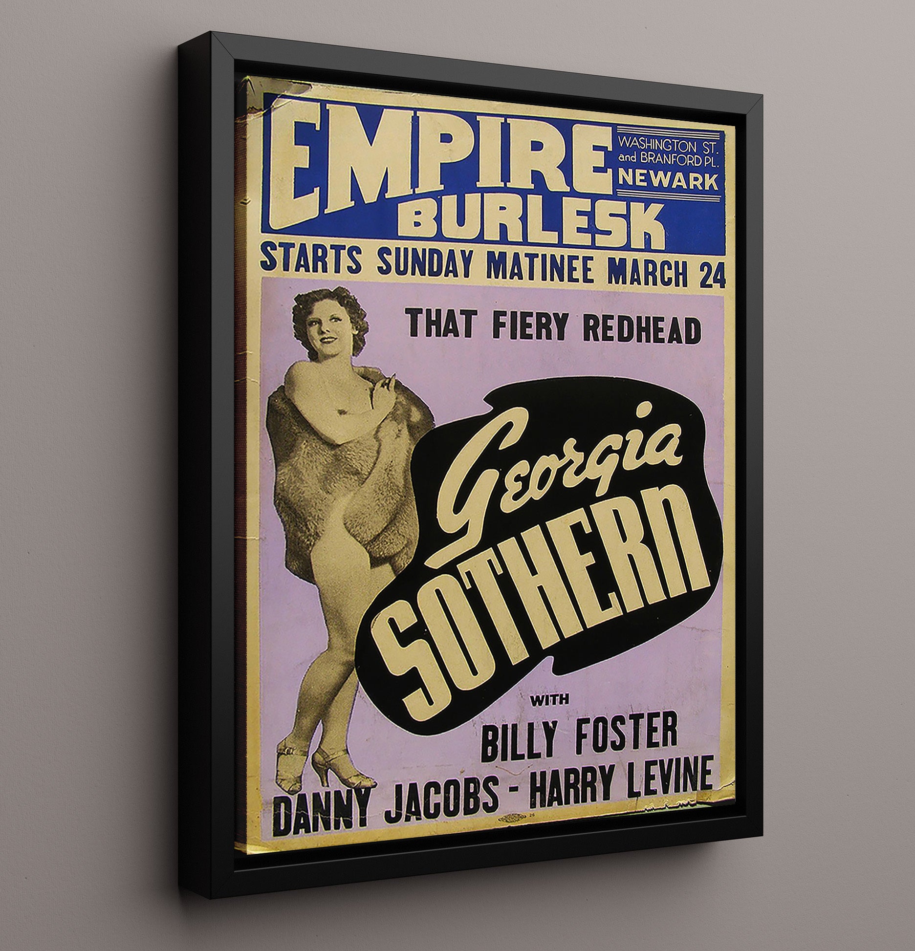 Georgia Sothern Empire Burlesk Vintage Burlesque Cabaret Wall Art 16x20 Framed Canvas wall art print – Burlesque Poster decor