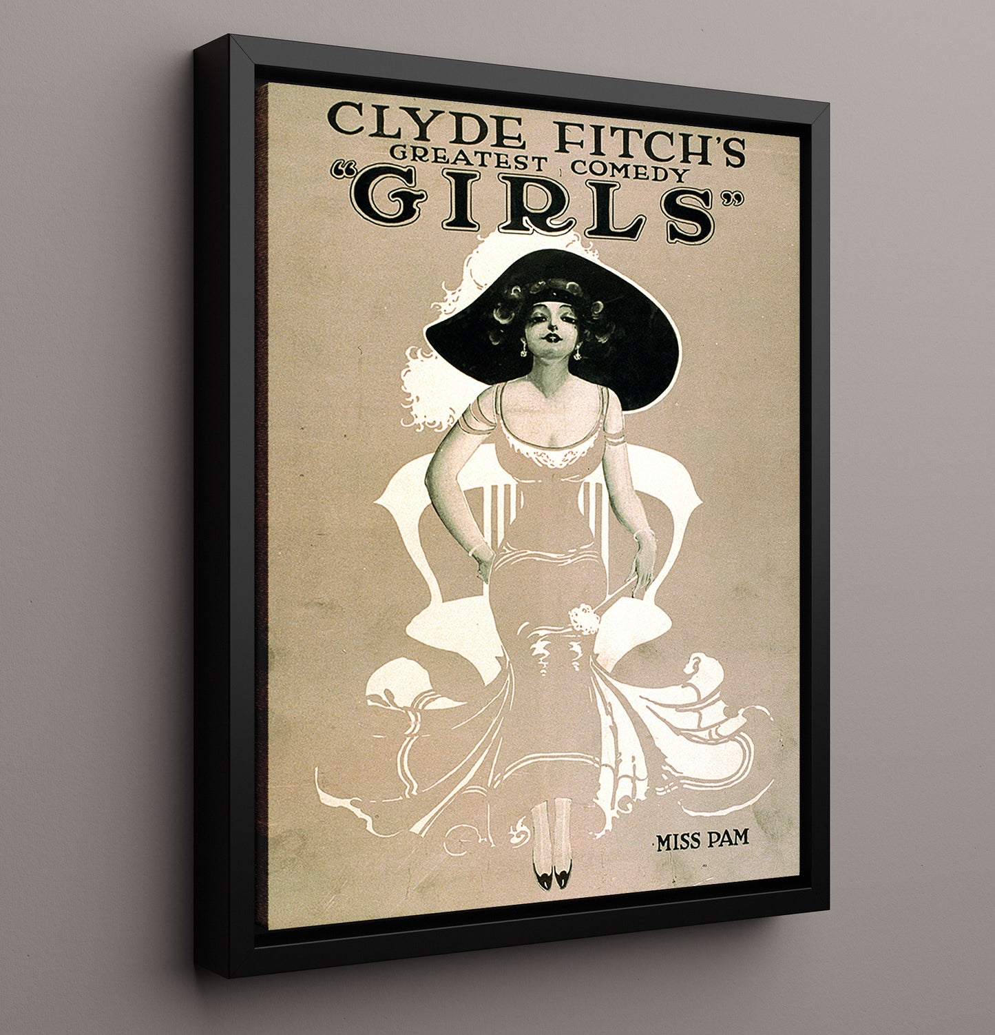 Girls Clyde Fitch Comedy Vintage Burlesque Theater Wall Art 16x20 Framed Canvas wall art print – Burlesque Poster decor