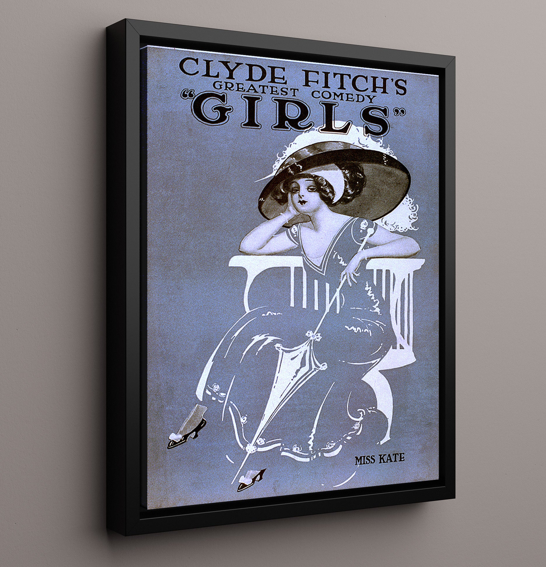 Girls Clyde Fitch Miss Kate 16x20 Framed Canvas wall art print – Burlesque Poster decor