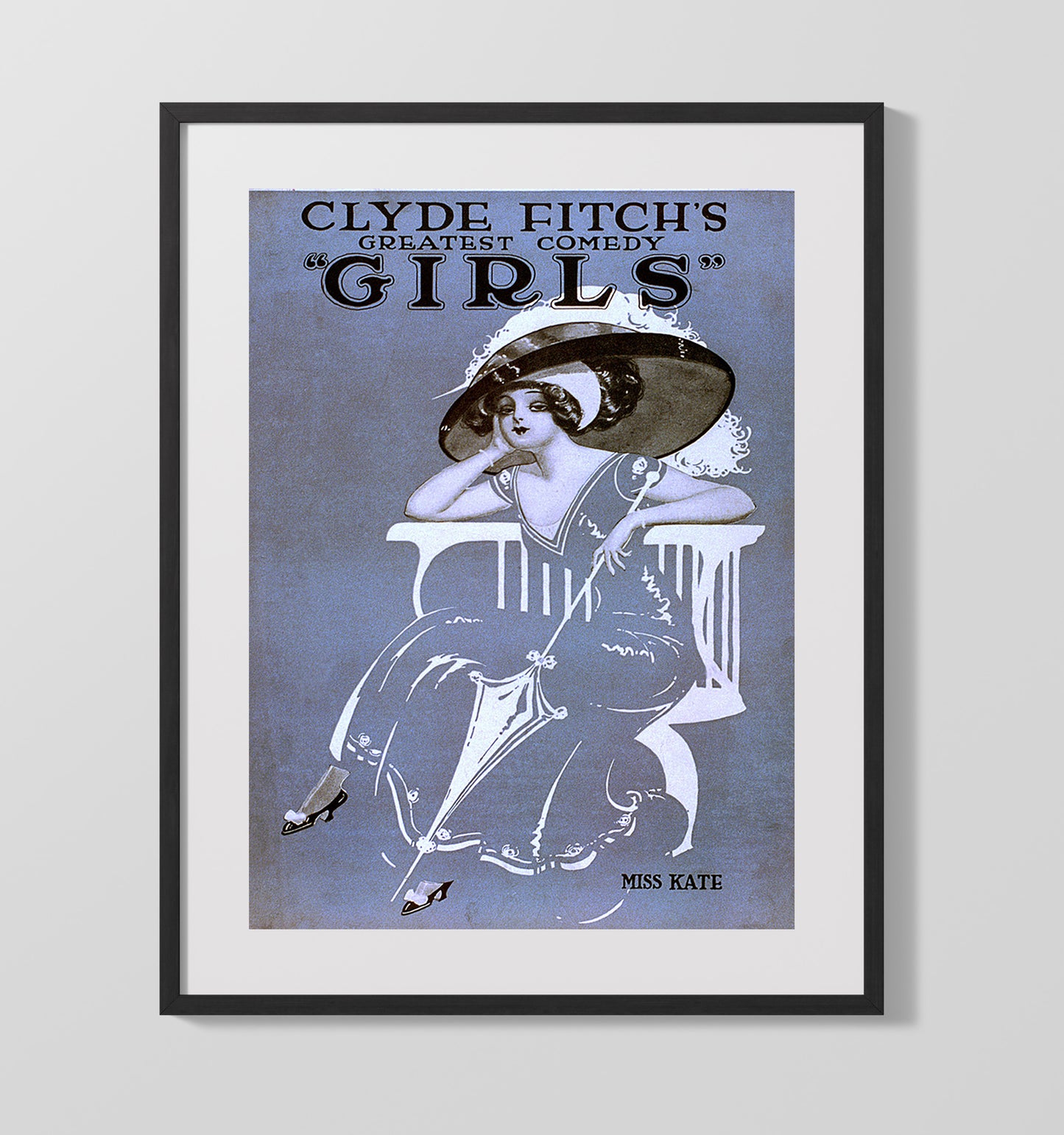 Girls Clyde Fitch Miss Kate 16x20 Gallery Frame wall art print – Burlesque Poster decor