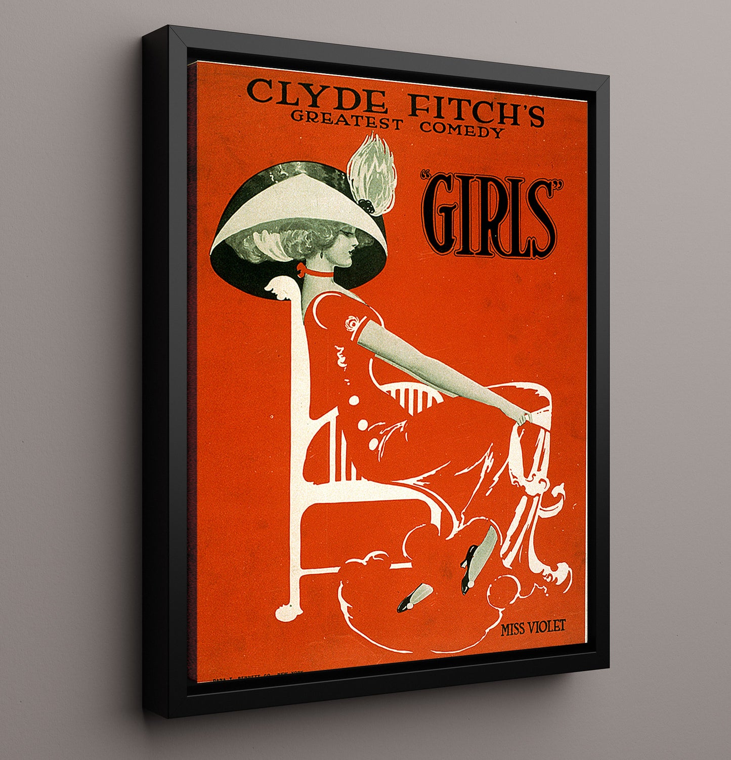 Girls Clyde Fitch Miss Violet 16x20 Framed Canvas wall art print – Burlesque Poster decor