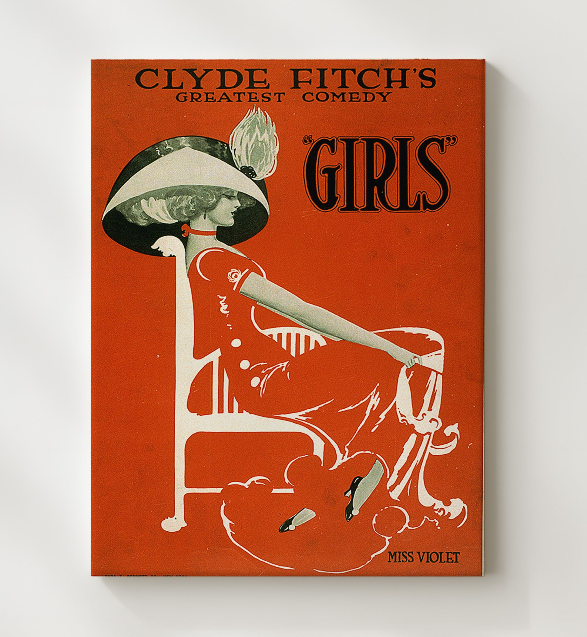 Girls Clyde Fitch Miss Violet 20x24 Canvas wall art print – Burlesque Poster decor
