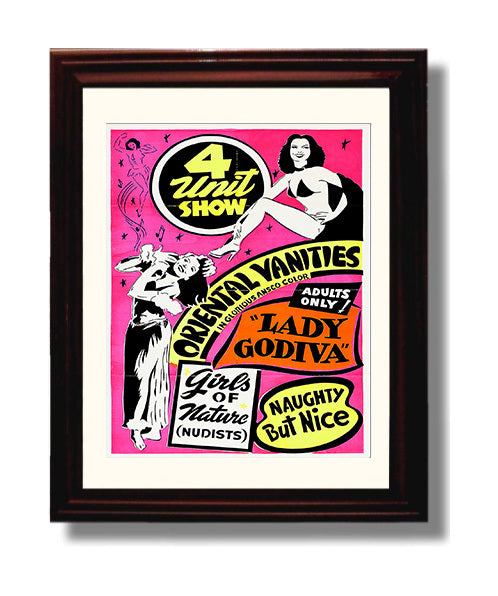 Oriental Vanities Adults Only Show 8x10 Beveled Frame wall art print – Burlesque Poster decor