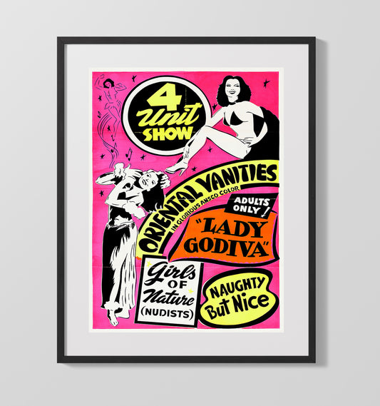 Oriental Vanities Adults Only Show Vintage Burlesque Wall Art 16x20 Gallery Framed Artwork wall art print – vintage burlesque decor
