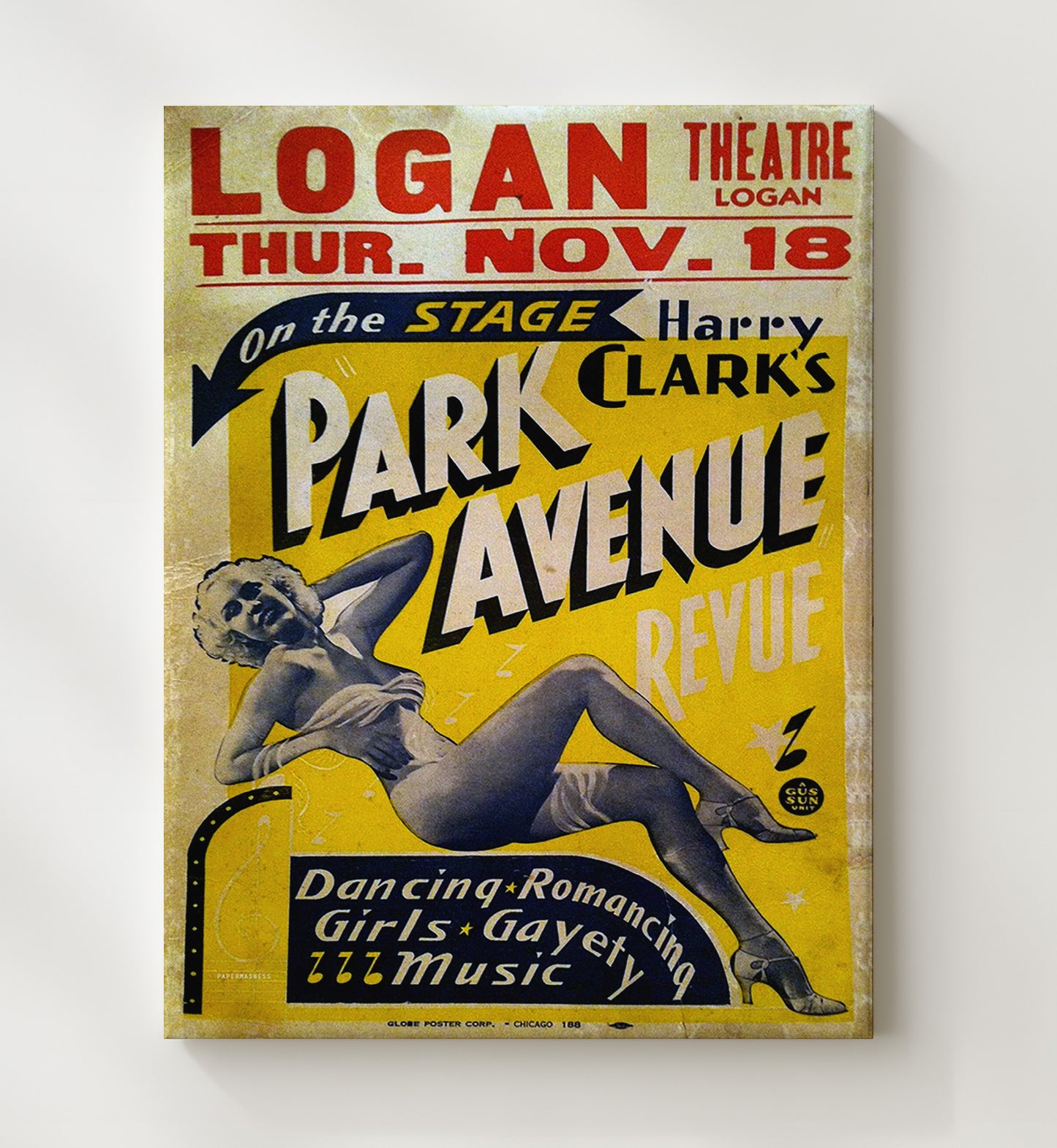Park Avenue Revue Harry Clark 20x24 Canvas wall art print – Burlesque Poster decor