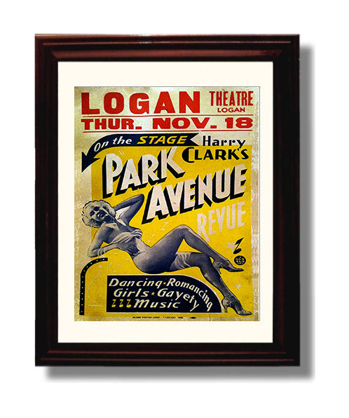 Park Avenue Revue Harry Clark 8x10 Beveled Frame wall art print – Burlesque Poster decor