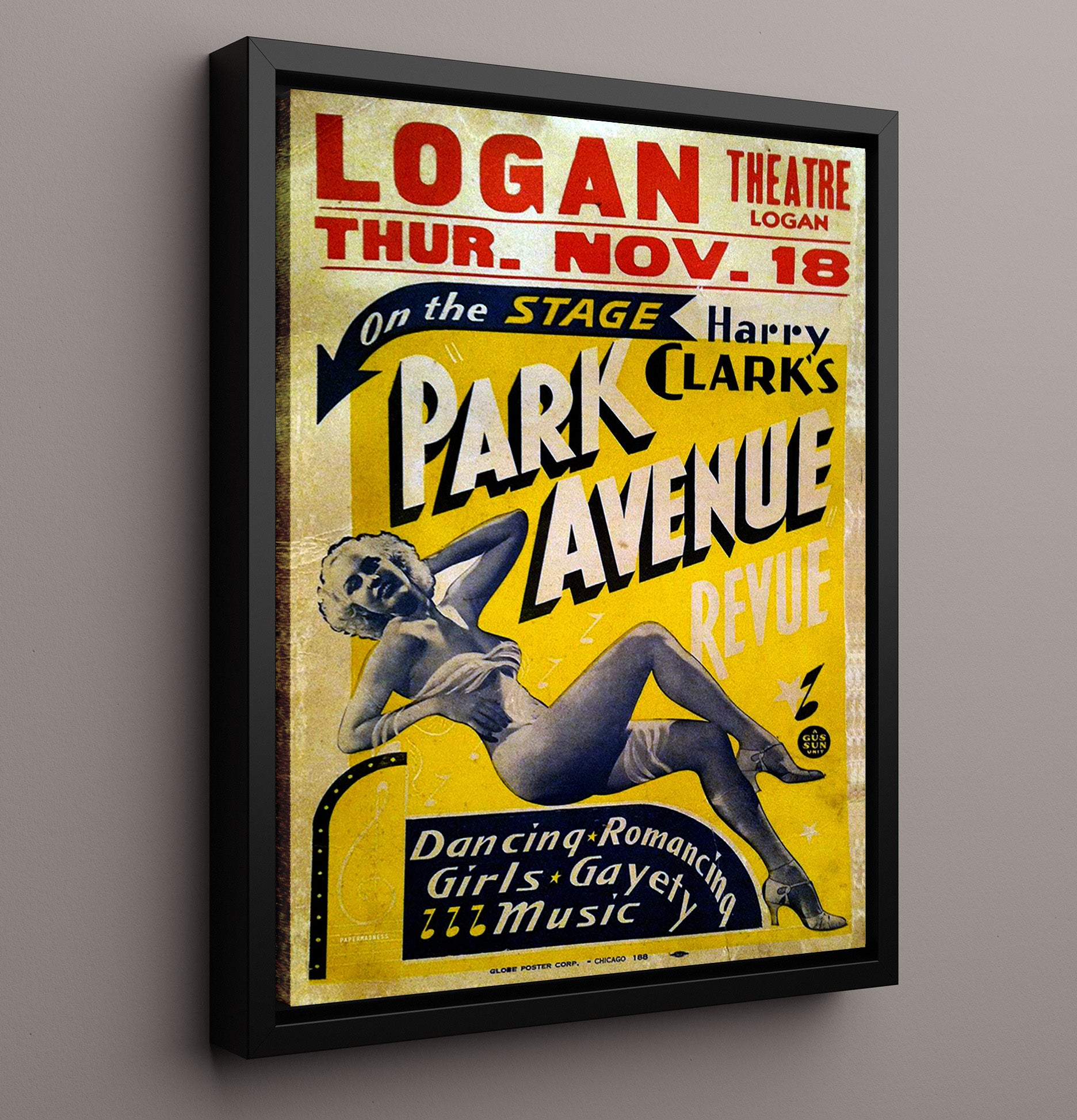 Park Avenue Revue Harry Clark 16x20 Framed Canvas wall art print – Burlesque Poster decor