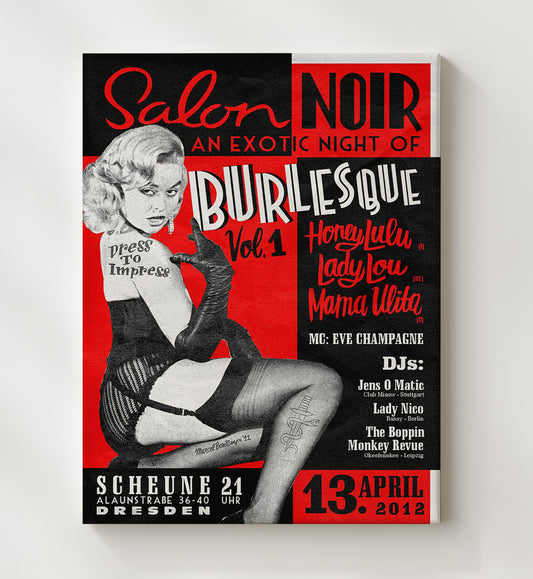 Salon Noir - Exotic Night - Gallery Frame vintage burlesque poster wall art