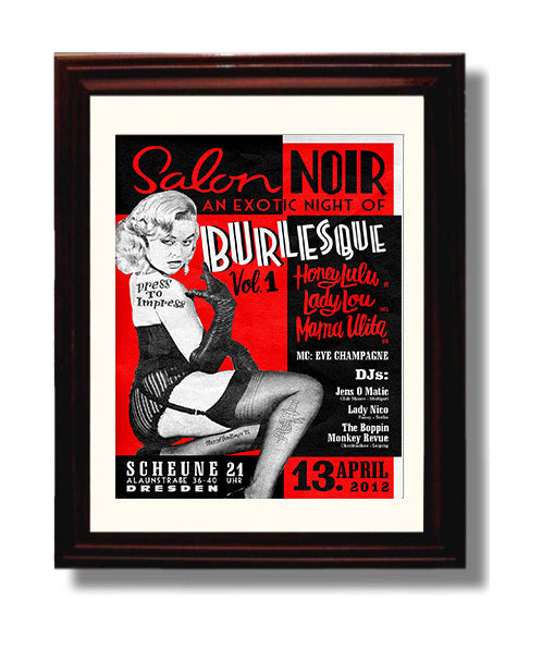 Salon Noir Exotic Night 8x10 Beveled Frame wall art print – Burlesque Poster decor