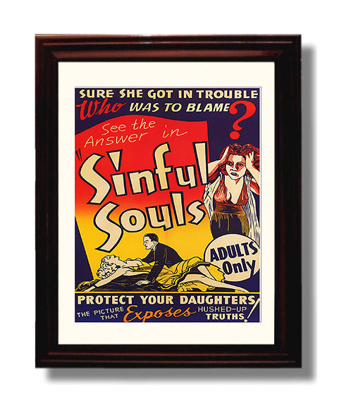 Sinful Souls Adults Only Show 8x10 Beveled Frame wall art print – Burlesque Poster decor