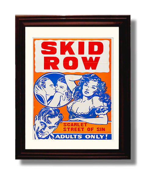 Skid Row Scarlet Street of Sin 8x10 Beveled Frame wall art print – Burlesque Poster decor