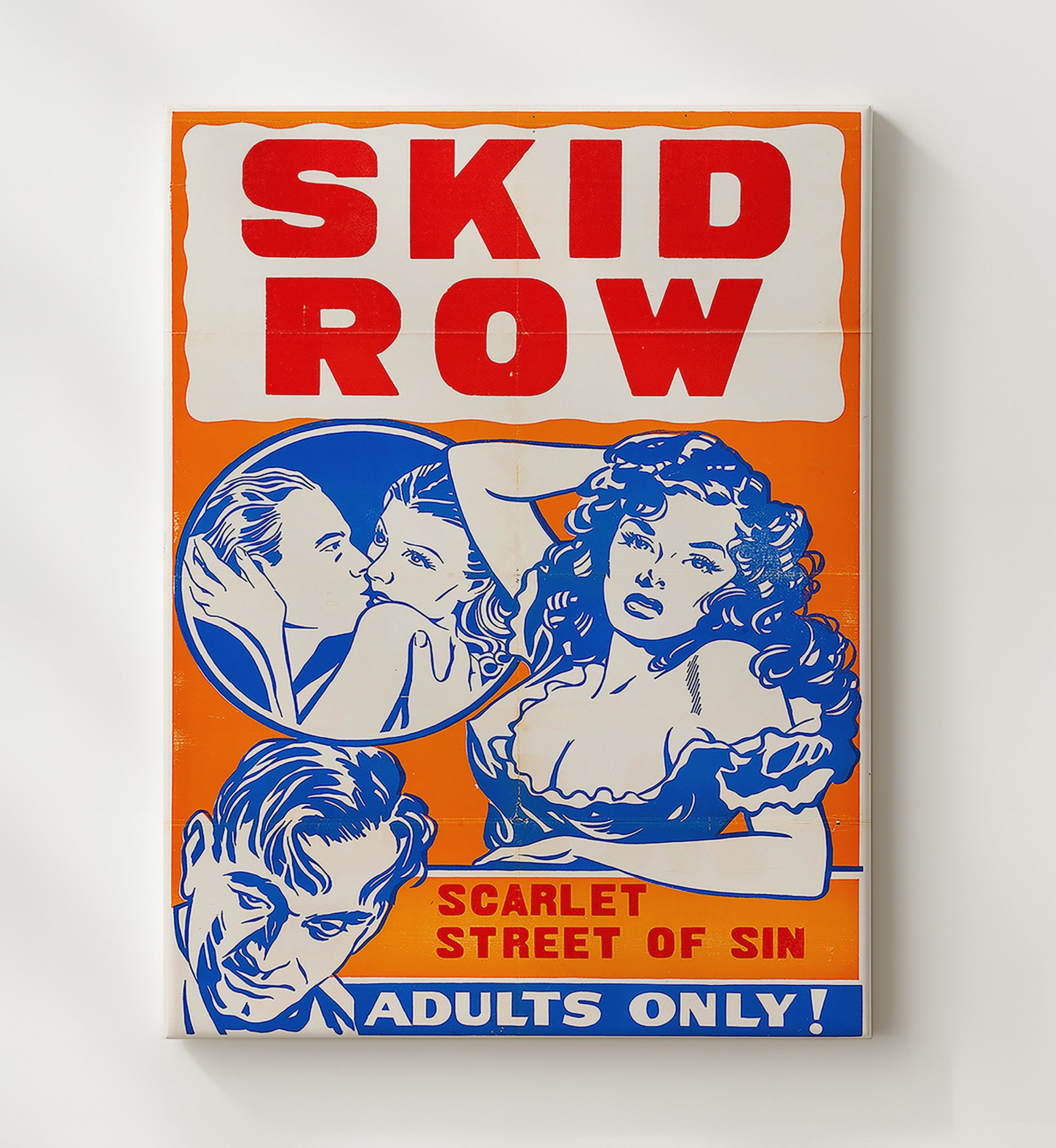Skid Row Scarlet Street of Sin 20x24 Canvas wall art print – Burlesque Poster decor