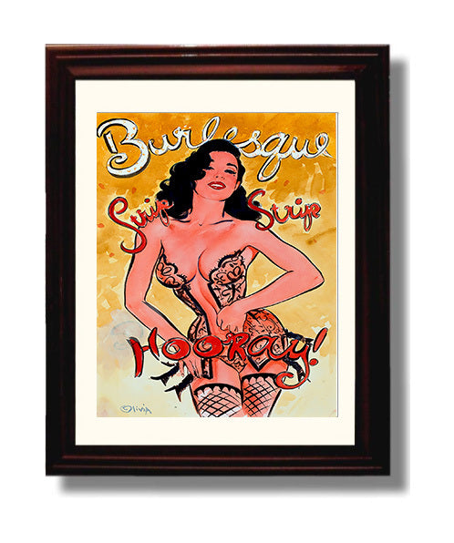 Strip Hooray Olivia 8x10 Beveled Frame wall art print – Burlesque Poster decor