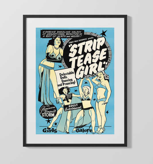 Strip Tease Girl Tempest Storm Vintage Burlesque Wall Art 16x20 Gallery Framed Artwork wall art print – vintage burlesque decor