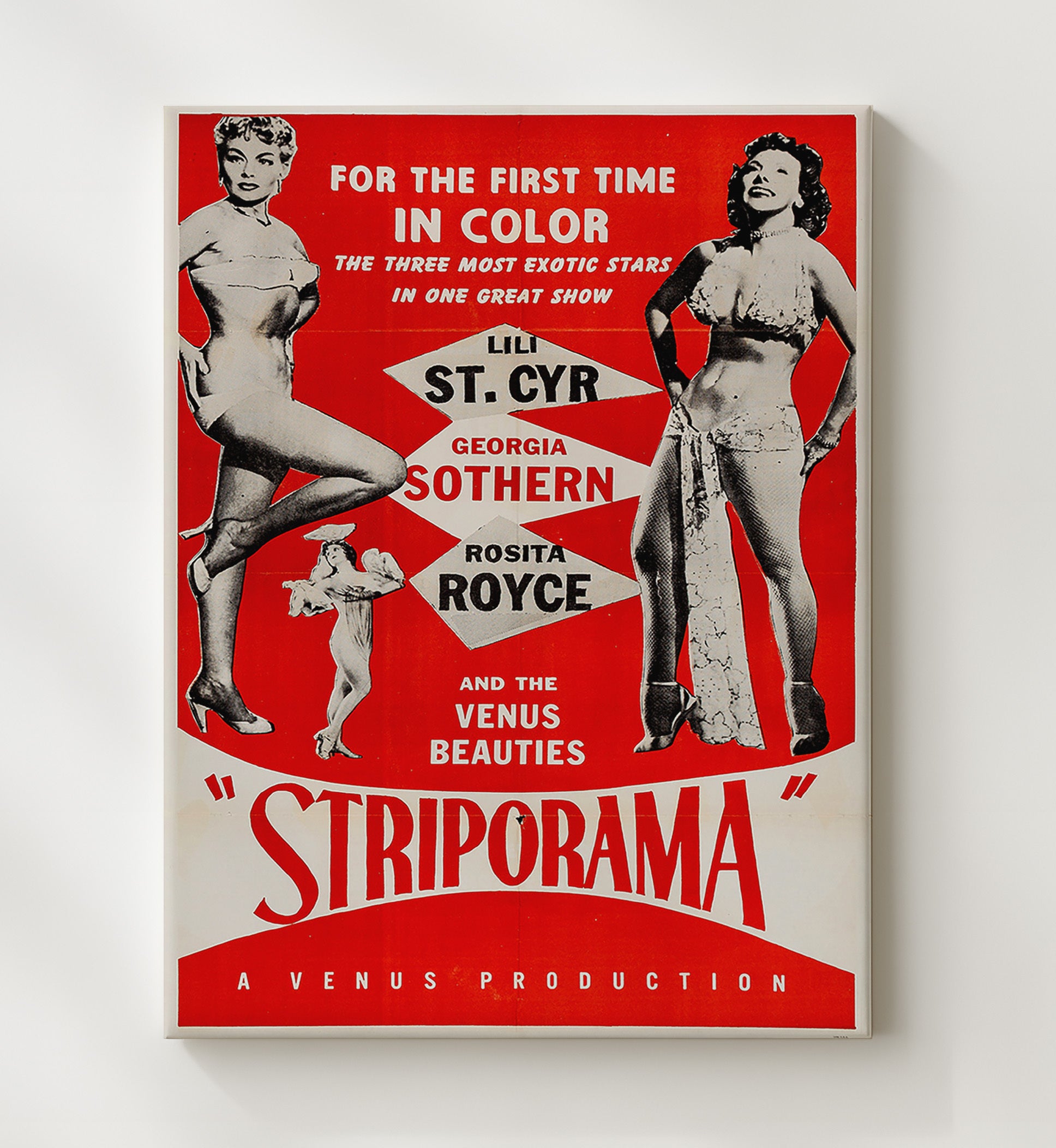 Striporama Venus Beauties 20x24 Canvas wall art print – Burlesque Poster decor