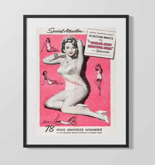 The Worlds Most Beautiful Girls Miss Universe Vintage Burlesque Wall Art 16x20 Gallery Framed Artwork wall art print – vintage burlesque decor