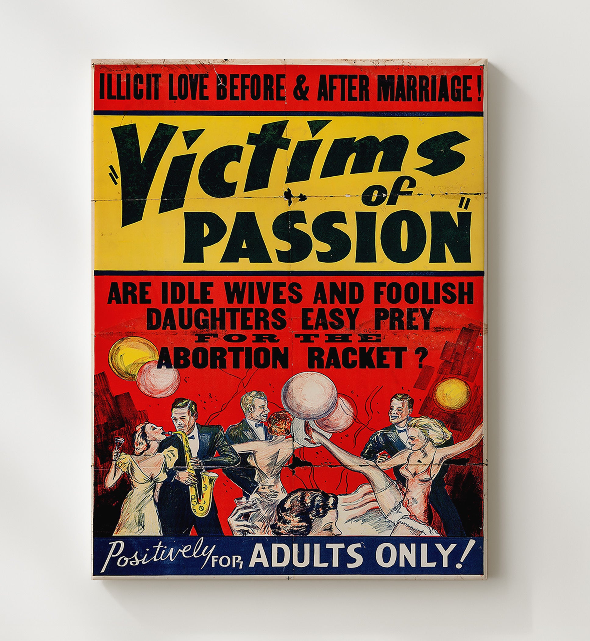 Victims of Passion Adults Only Show 20x24 Canvas wall art print – Burlesque Poster decor