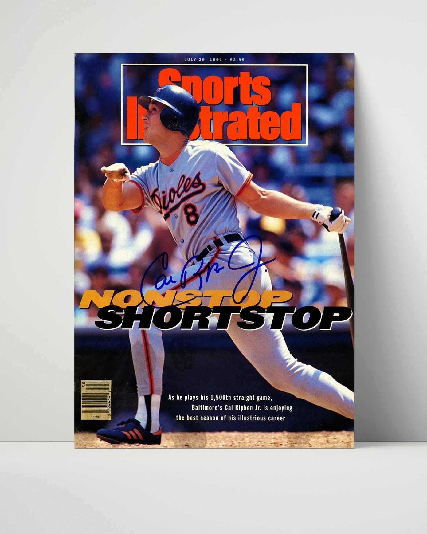 Cal Ripken Jr. Autograph SI Poster - Nonstop Shortstop 1991 - Iron Man Streak