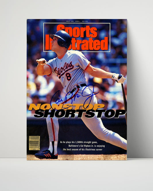 Cal Ripken Jr. Autograph SI Poster - Nonstop Shortstop 1991 - Iron Man Streak