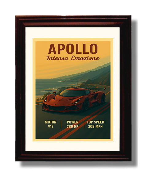 Apollo Intensa Emozione Extreme V12 Hypercar Vintage 8x10 Beveled Frame automotive wall art print – Automotive Wall Art decor