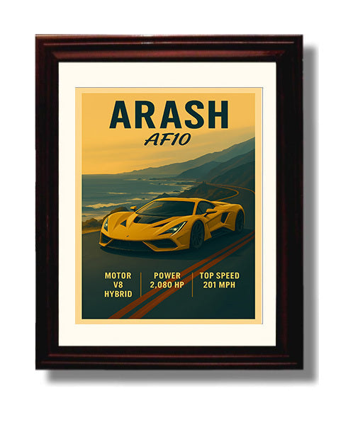 Arash AF10 Hybrid Hypercar Vintage 8x10 Beveled Frame automotive wall art print – Automotive Wall Art decor