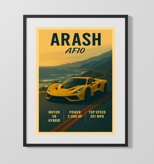 Arash AF10 Hybrid Hypercar Vintage Wall Art 16x20 Gallery Framed Artwork wall art print – automotive decor