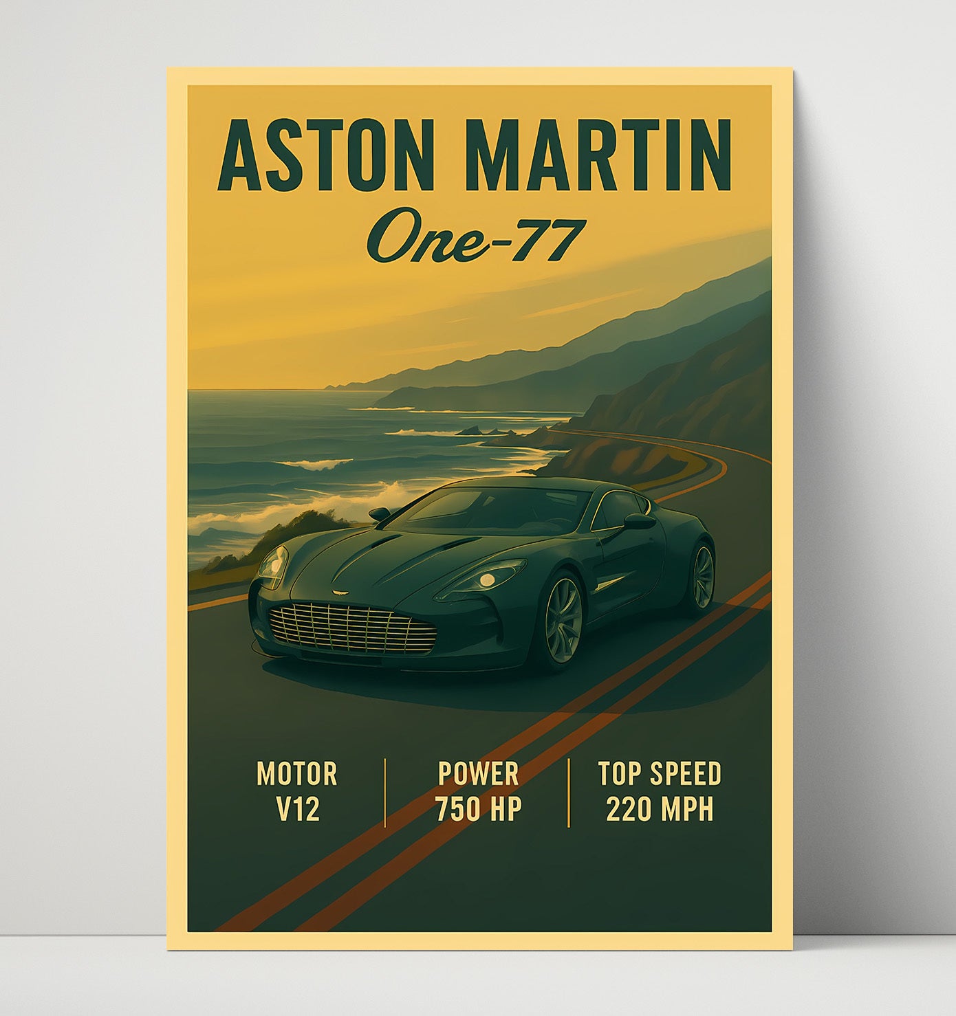 Aston Martin One 77 Limited Hyper GT Vintage 16x20 Unframed Print automotive wall art print – Automotive Wall Art decor