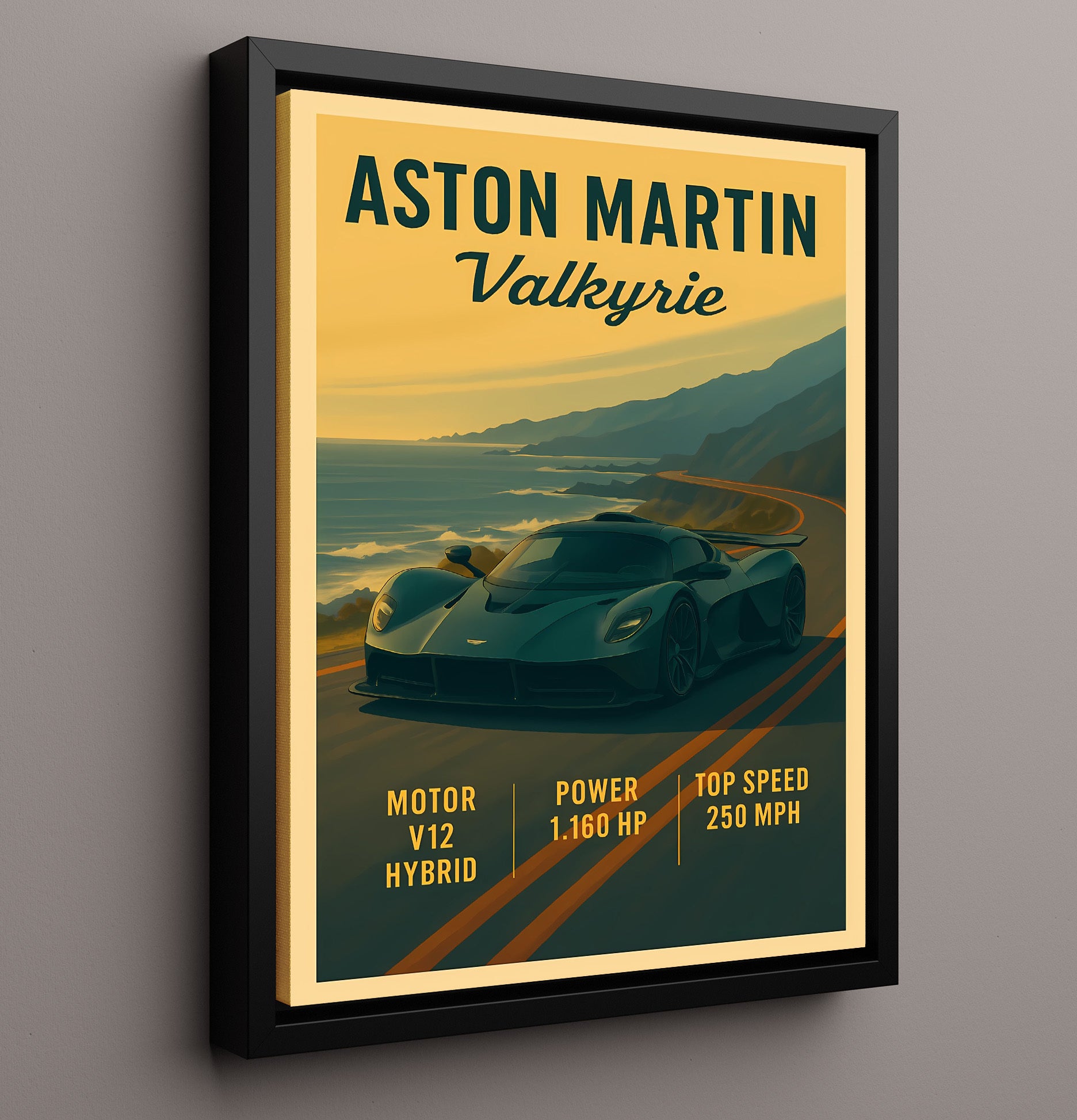 Aston Martin V12 Vantage Grand Touring V12 Vintage 16x20 Framed Canvas automotive wall art print – Automotive Wall Art decor