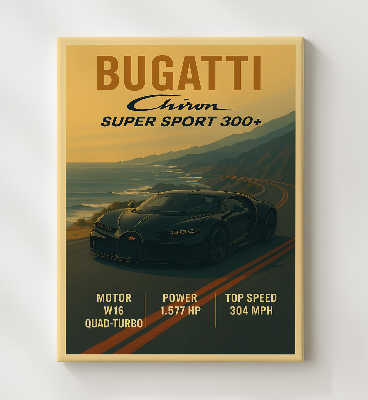 Bugatti Chiron Super Sport 300+ Record-Breaking Hypercar 16x20 Gallery Frame vintage automotive wall art