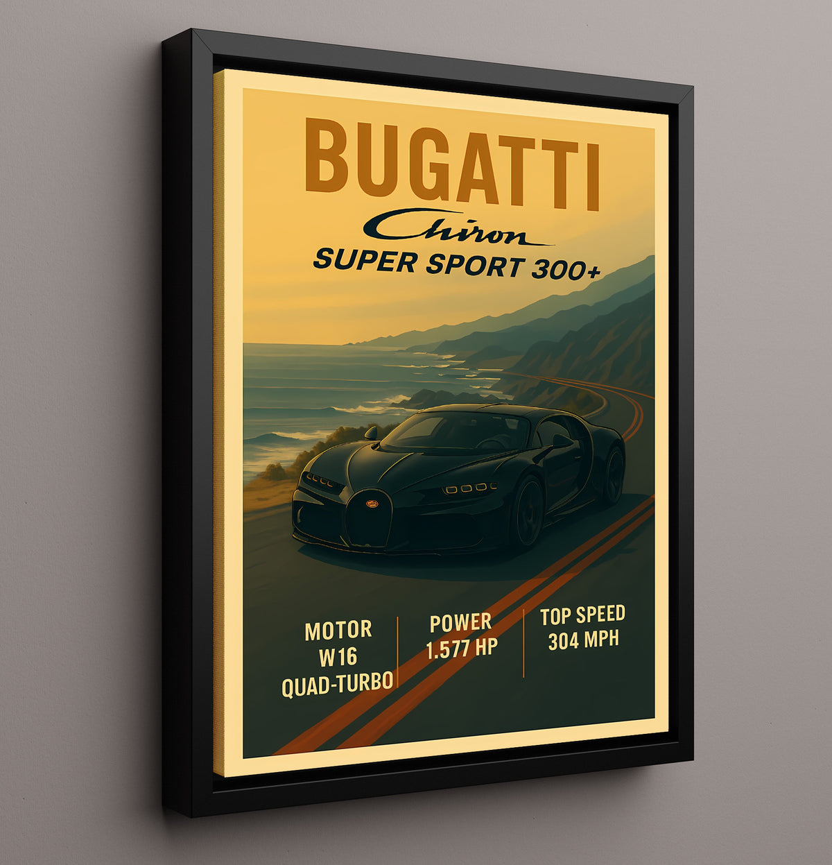 Bugatti Chiron Super Sport 300+ Record-Breaking Hypercar 20x24 Canvas vintage automotive wall art