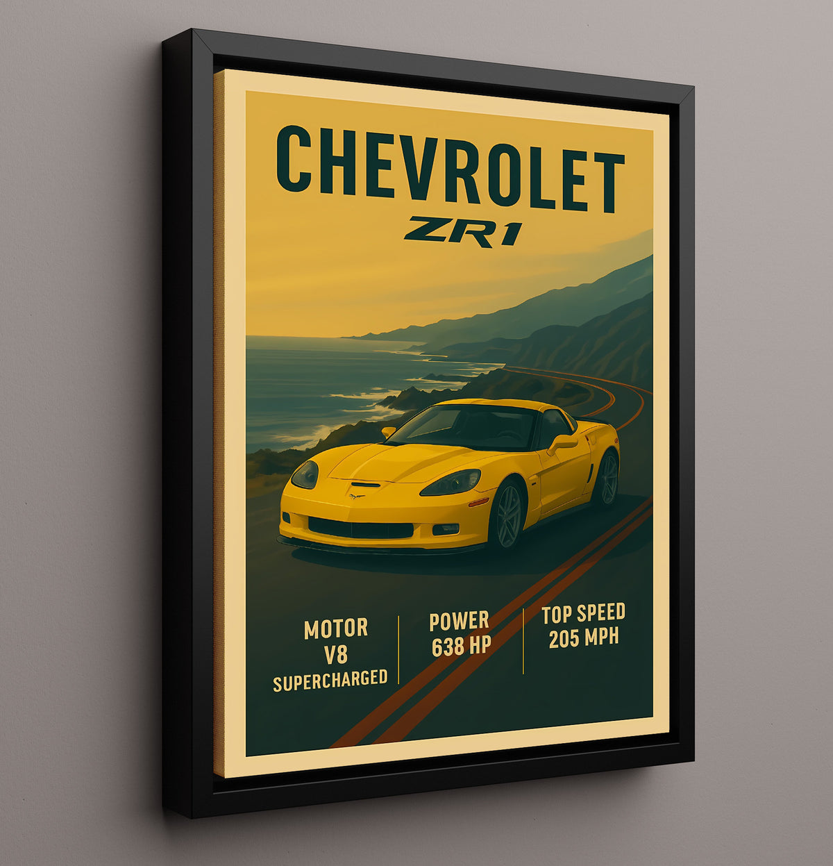 Chevrolet Corvette ZR1 Supercharged C6 20x24 Canvas vintage automotive wall art