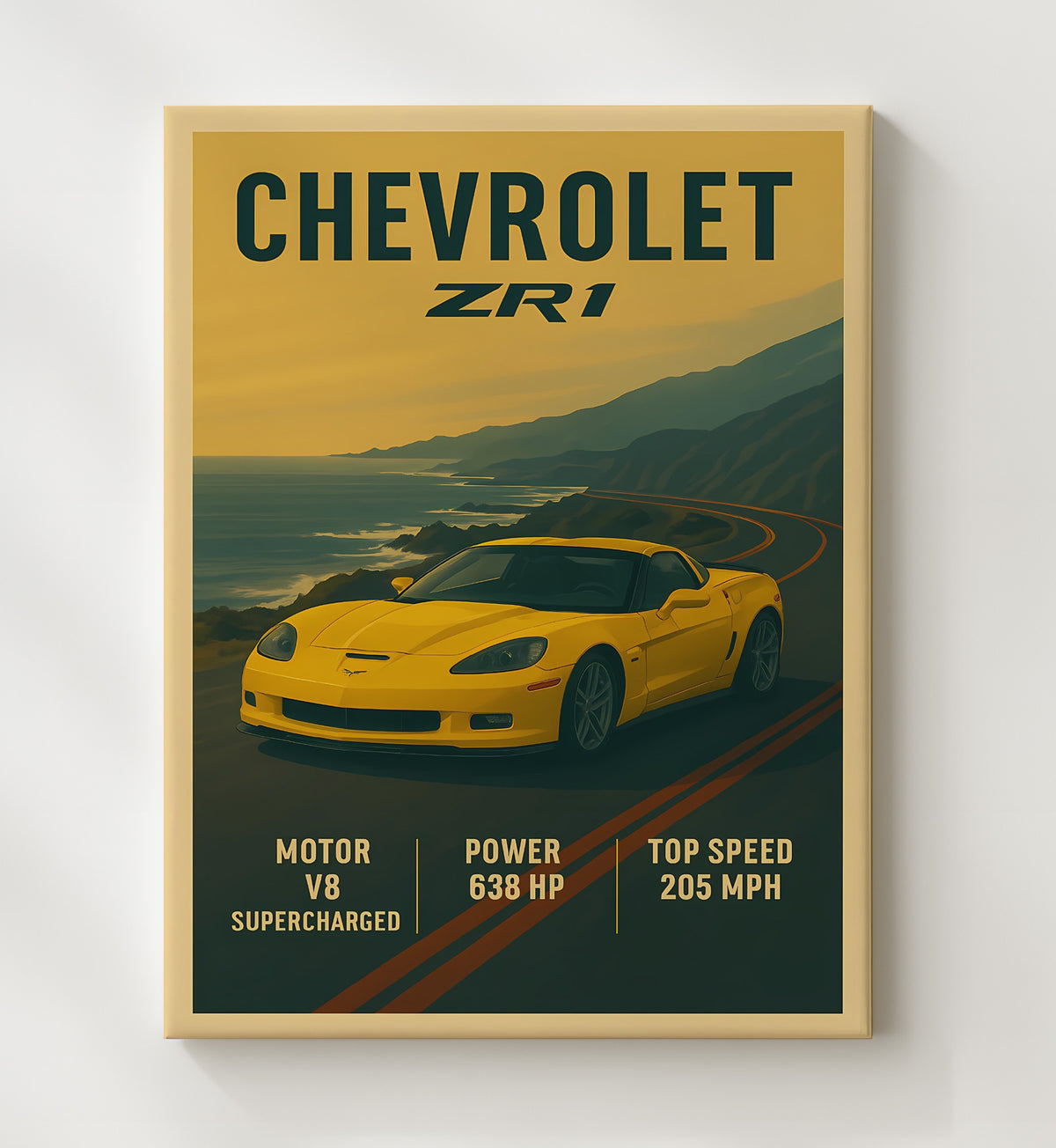Chevrolet Corvette ZR1 Supercharged C6 16x20 Gallery Frame vintage automotive wall art