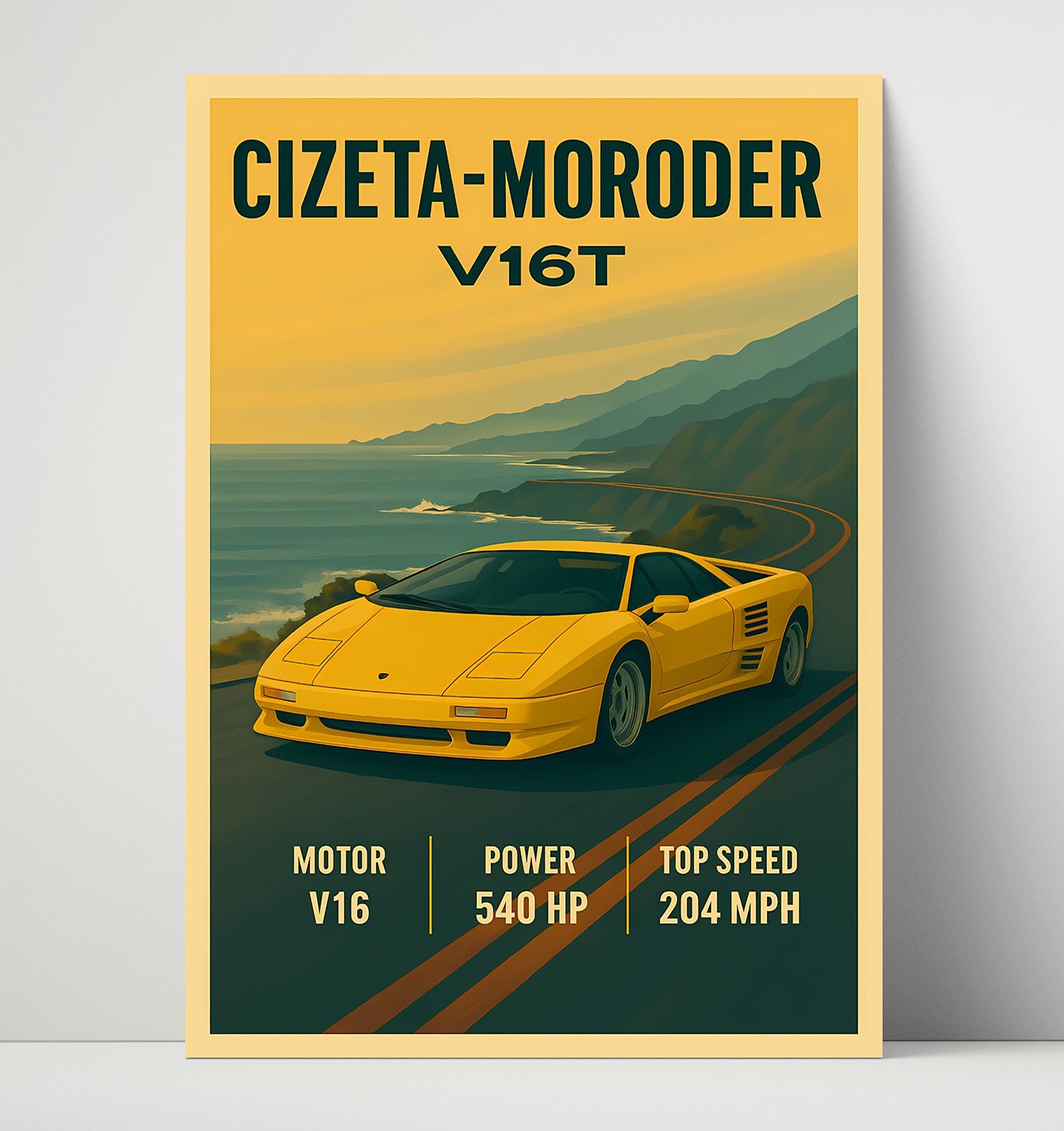 Cizeta Moroder V16T Rare V16 Exotic Vintage 16x20 Unframed Print automotive wall art print – Automotive Wall Art decor
