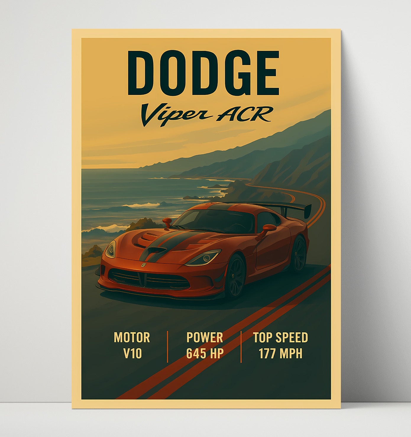 Dodge Viper ACR Track Aero V10 Vintage 16x20 Unframed Print automotive wall art print – Automotive Wall Art decor