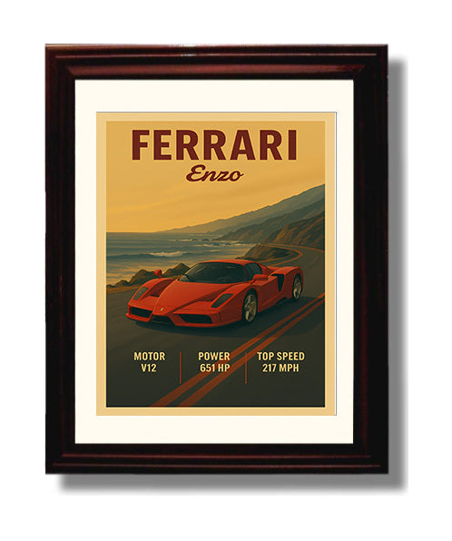 Ferrari Enzo F1 Nose Sculpted Aero Vintage 8x10 Beveled Frame automotive wall art print – Automotive Wall Art decor