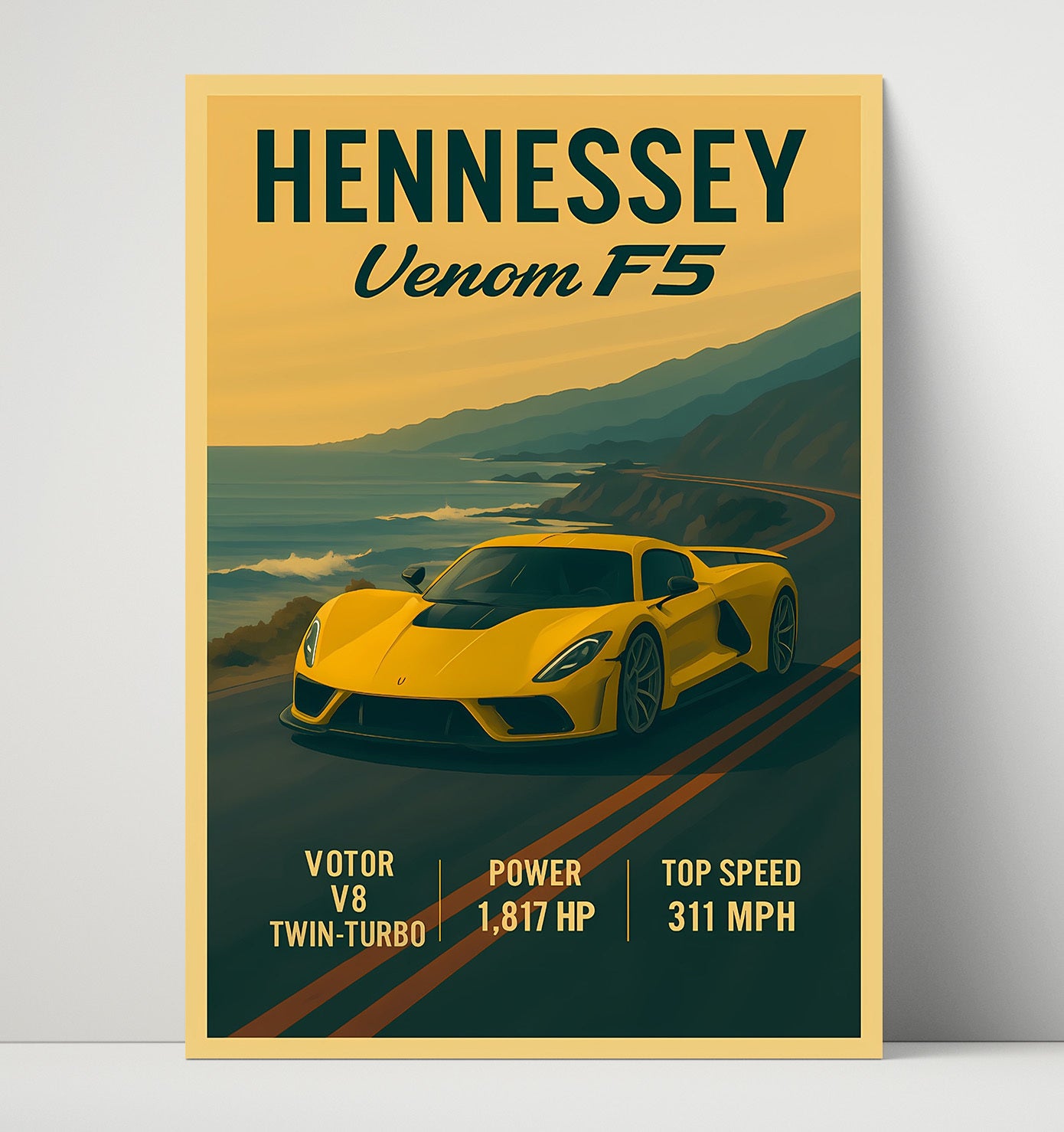 Hennessey Venom F5 1800HP Hypercar Vintage 16x20 Unframed Print automotive wall art print – Automotive Wall Art decor