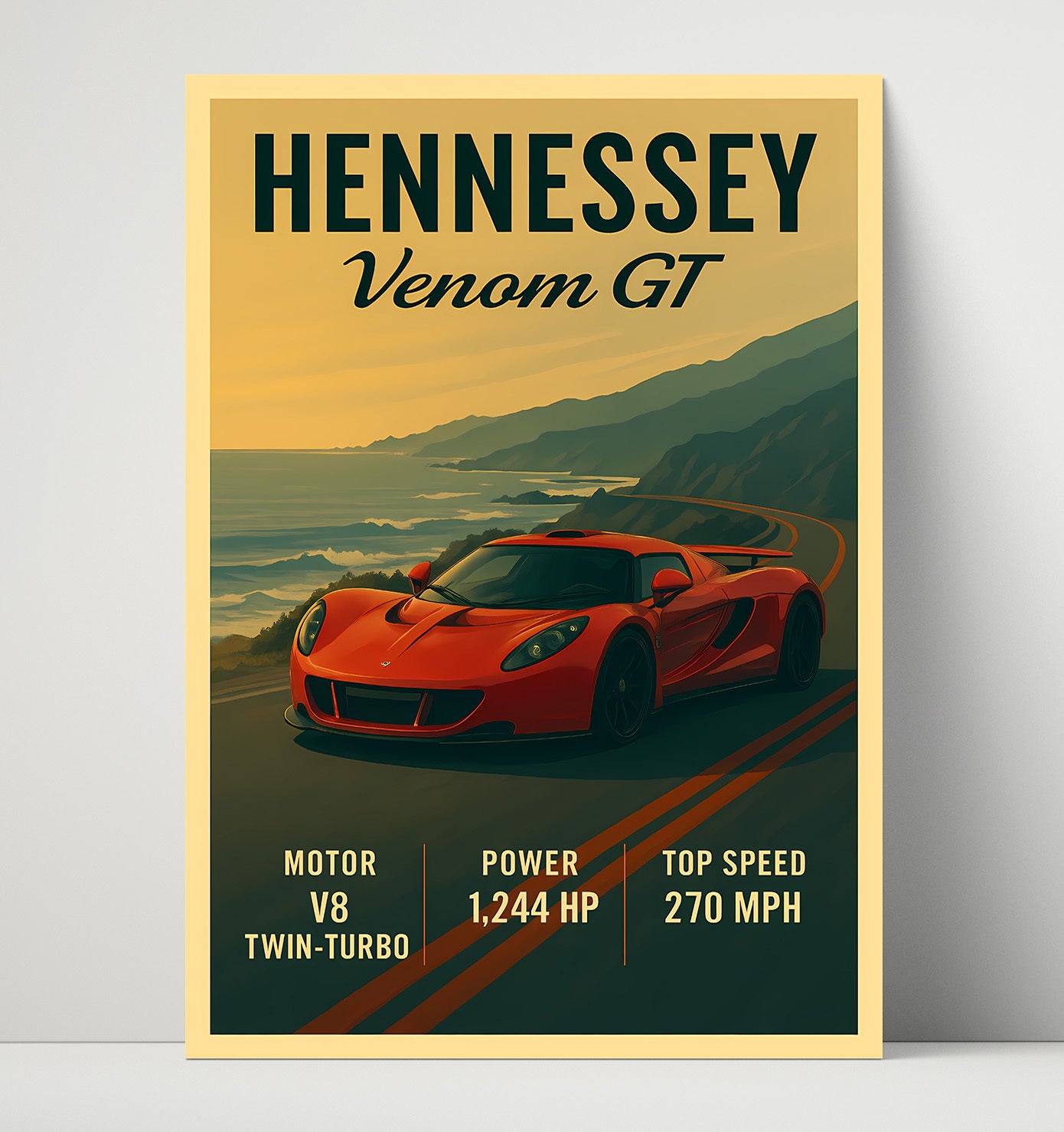 Hennessey Venom GT Twin Turbo Hypercar Vintage 16x20 Unframed Print automotive wall art print – Automotive Wall Art decor