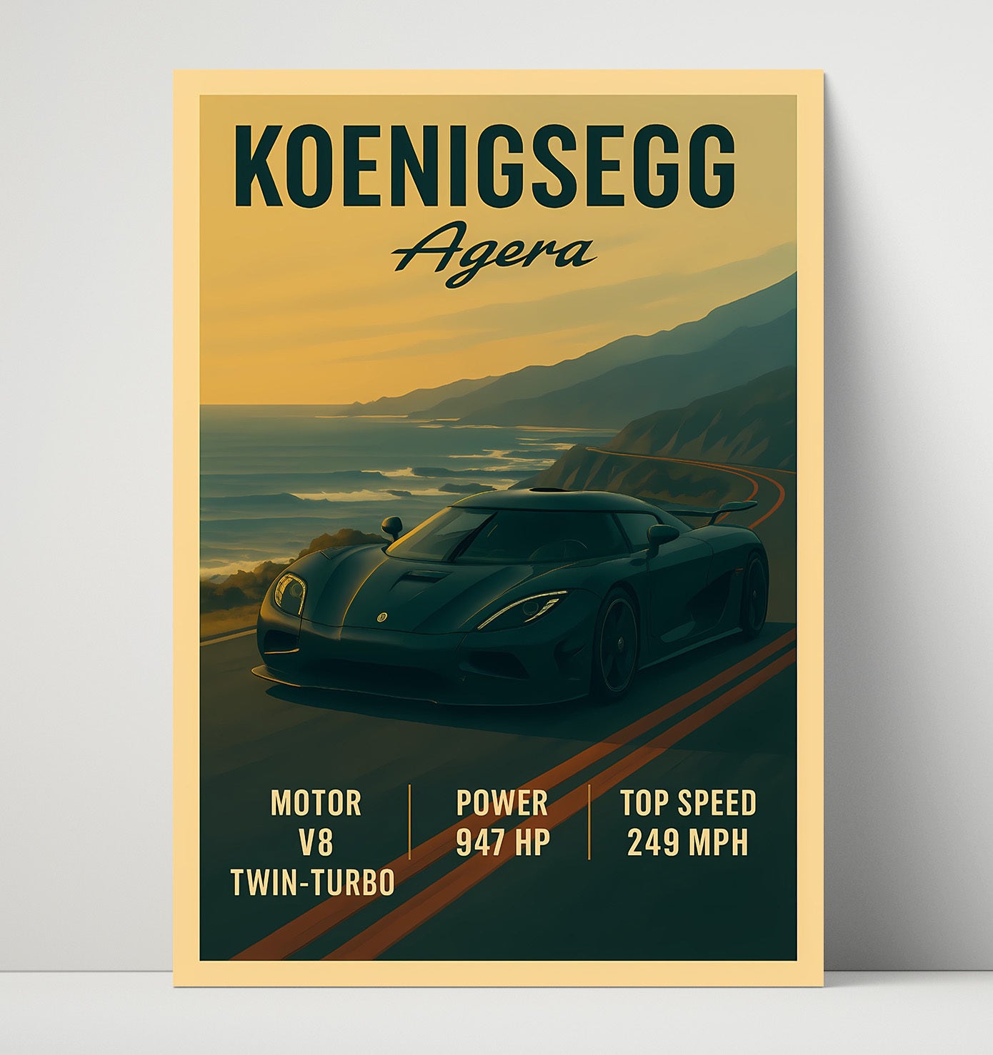 Koenigsegg Agera Twin Turbo V8 Hypercar Vintage 16x20 Unframed Print automotive wall art print – Automotive Wall Art decor