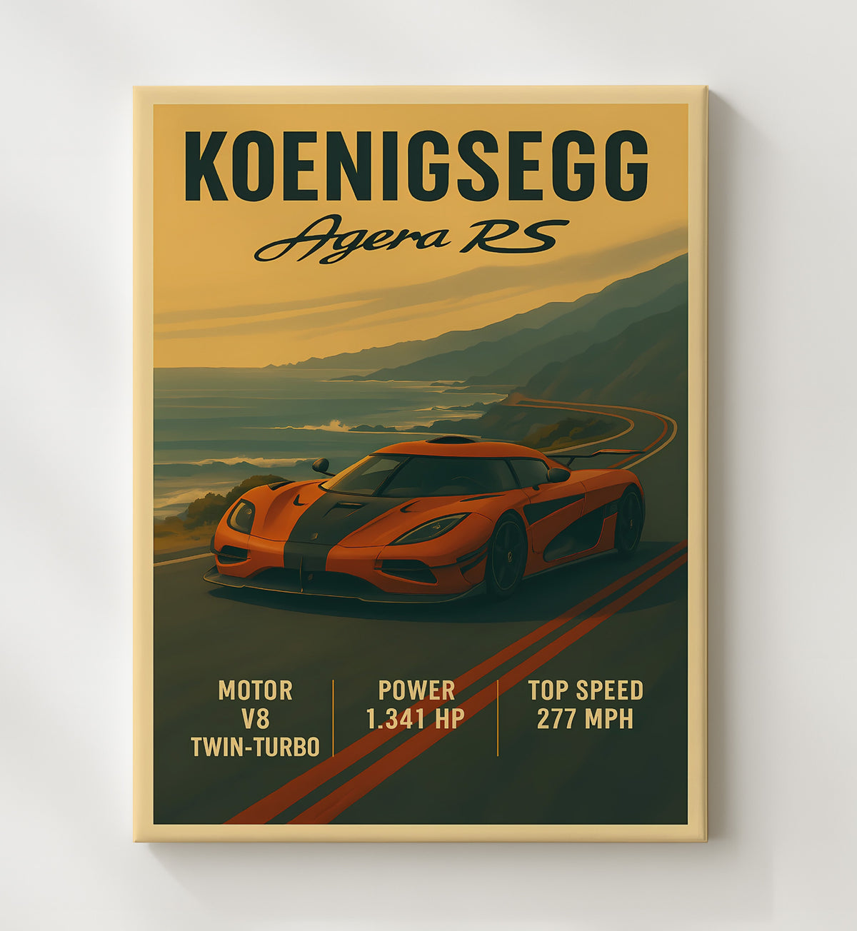 Koenigsegg Agera RS Record-Breaking Hypercar 16x20 Gallery Frame vintage automotive wall art