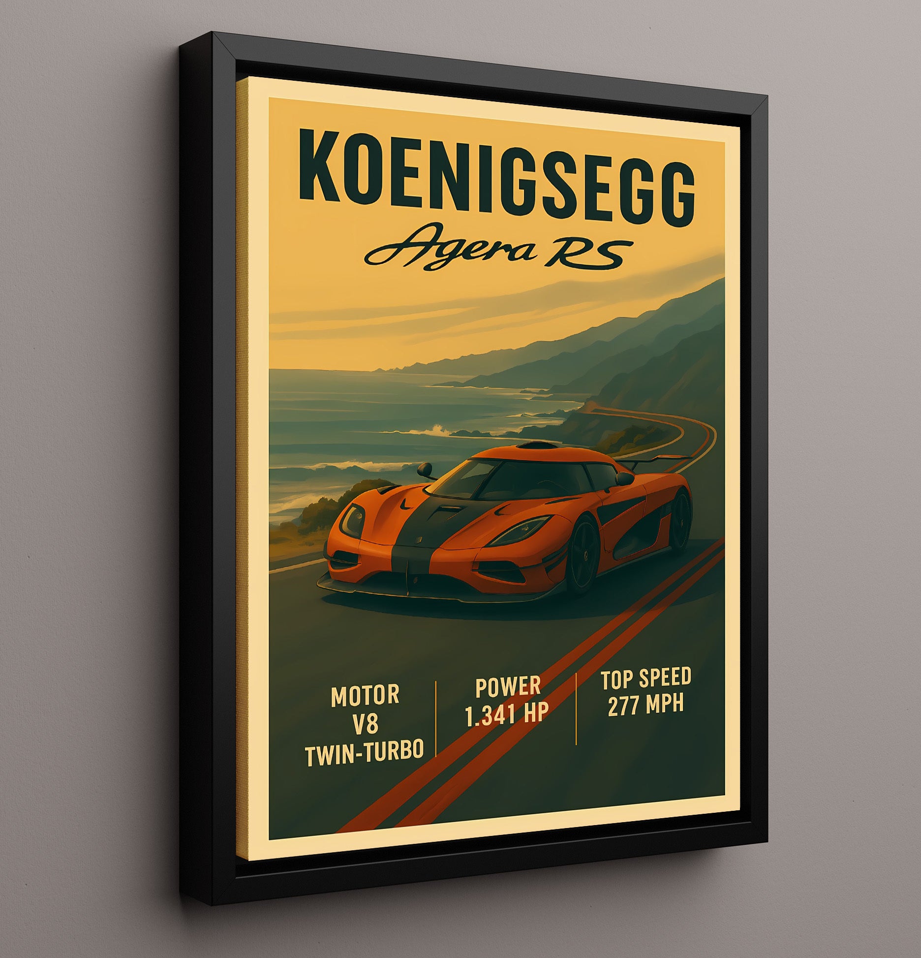 Koenigsegg Agera RS Record-Breaking Hypercar 20x24 Canvas vintage automotive wall art